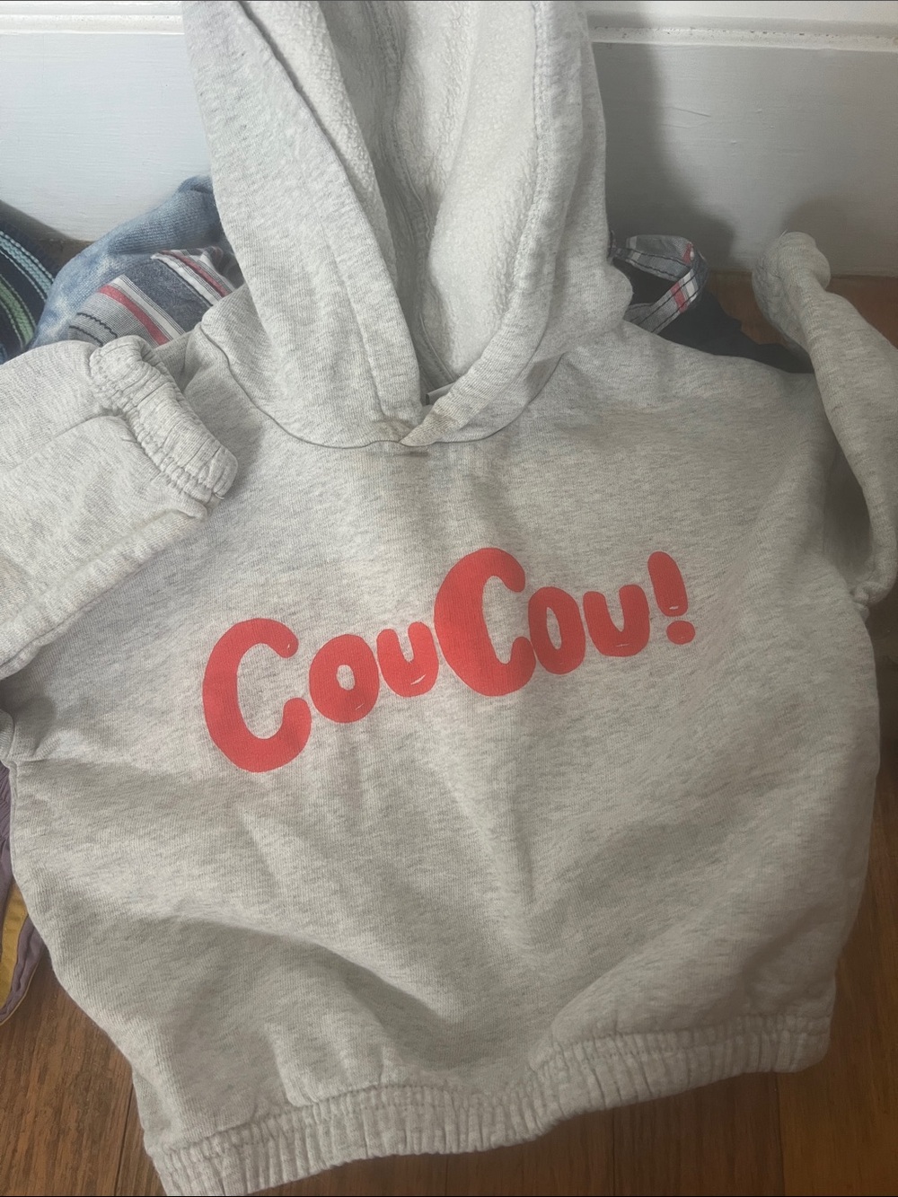 Coucou! Light Gray Kids Hoodie Mini Rodini 1-3yo